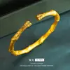 Pulsera de bambú cepillado dorado de Vietnam con diamante método antiguo satinado hecha gas noble bambú cepillado pulsera cobre chapado en oro joyería