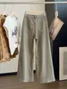 Jeans Americano Retrô de Cintura Alta Elástico Micro Flare Feminino Outono Novo Estilo Solto Emagrecimento Caimento Versátil Perna Larga Calça Longa
