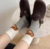 Nuevos Calcetines de Felpa con Dibujos de Conejos Lindos de Otoño e Invierno para Mujer, Uso Bidireccional, Calcetines Holgados Grises, Doble Puño, Calcetines Acanalados Sin Costuras