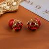 Pendientes explosivos retro de doble cara con perla y diamantes, de alta gama, con hebilla de oreja de diseño nicho.