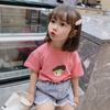 Camiseta de manga corta para niños de estilo coreano 100% algodón, nueva camiseta de verano con dibujos animados, bonita y holgada, ropa para niños y niñas, venta al por mayor