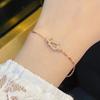 Juego de Herradura de la Suerte con Incrustaciones de Diamantes Completos Diseño de Nicho Simple Lujo Ligero Collar de Alta Gama Aretes Pulsera para Mujer