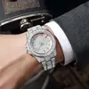 Reloj de Moda Popular de Comercio Exterior, Reloj Decorativo de Gama Alta con Esfera Grande y Diamantes Completos, Reloj de Cuarzo Metálico Chapado en Oro para Hombre