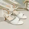 Sandalias Abiertas con Pedrería, Adelgazantes, Ligeras, Versátiles, de Moda para Mujer de Verano con un Solo Colgante y Hebilla, Tacones Altos