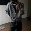 Diseño Retro de Nicho Chaqueta Abrigo Estilo Napoleón para Hombre Otoño Estilo de Corte Sudadera con Capucha de Punto con Cremallera Holgada
