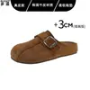 Versión de cuero de zapatos Birkenstock sin talón ultra suaves de suela gruesa para mujer, zapatos perezosos de meter, mules, medias pantuflas de punta cerrada