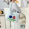 Nova Bolsa de Mão Bordada de Desenho Animado, Bonita e Macia, Bolsa de Ombro de Grande Capacidade, Bolsa Tote Versátil para o Dia a Dia em Algodão Acolchoado