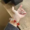 Pulsera de Ágata Roja FieryNatural con Lámina de Oro y Cuentas Cubo de Azúcar Super Siete, Joyería de Regalo para Mujer Estilo Chino