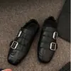 Zapatos de vestir sencillos versátiles para mujer estilo brogue con flecos y hebilla de cinturón retro, mocasines 2026 negros de punta cuadrada para primavera/otoño