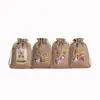 Set de Bolsas de Regalo Exclusivas de Pascua Transfronterizas al por Mayor Bolsa Pequeña de Tela con Cordón para Dulces Bolsa de Arpillera con Cordón