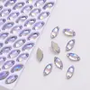 Cristales Planos Cosidos a Mano K9 Ojo de Caballo Color AB con Base Plana para Vestidos DIY, Vestidos de Novia, Accesorios de Ropa y Bodas