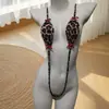 Estilo Puro Deseo Talla Plus con Tirantes Anchos Que No Aprietan la Piel, Body de Bikini de Tres Puntos, Lencería Sexy, Conjunto Multicolor de Atar