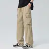 Pantalones de Trabajo Casuales de Seda Helada de Estilo Americano para Hombre, Novedad Verano 2026, Rectos Sueltos de Pierna Ancha, Estructurados