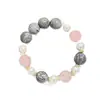 Pulsera y Collar de Cuarzo Rosa Natural de Alta Calidad con Piedra Mapeada, Perla de Cristal Artificial, Diseño de Bloques de Color