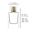 Venda Direta de Fábrica de Frascos de Perfume de Alta Qualidade em Estoque, Frascos de Vidro Recarregáveis para Perfume de 50ml, Frascos Vazios Quadrados de Vidro, Frascos com Spray