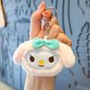 Lindo colgante de peluche Sanrio Kulomi, minimuñeca con cabeza de oso de fresa, llavero colgante para bolso para mujer