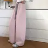 Calça moletom de tricô nova para meninas, casual de outono, três cores com tachinhas, afina a silhueta, perna larga para crianças mais velhas, cintura alta, calças curvas, moderna