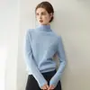 Suéter delgado 100% cachemira pura para otoño e invierno para mujer, de cuello alto, moda casual, tejido interior, suéter capa base de cachemira