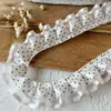 Accesorios de Encaje Plisado de Lunares Blancos y Negros de Doble Capa Material Hecho a Mano para DIY Tablero de Pintura Cinta Accesorios para el Cabello Material para Manualidades Decorativas