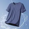 Camiseta de Seda de Hielo para Hombre Verano Deportes Delgada Secado Rápido Transpirable Elástica Holgada Casual Cómoda Cuello Redondo Malla Manga Corta Hombre
