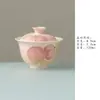 Juego de Té Miyan Pintado a Mano de Flor de Durazno Rosa, Tetera Hecha a Mano, Gaiwan, Taza de Té, Colección de Tazas para Anfitrión, Juego de Té de Alto Valor