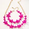 2 Piezas de Pulseras y Collares de Metal con Forma de Flor, Modernos, Sencillos, Elegantes y Elegantes, Versátiles y Adecuados para que los Usen las Mujeres
