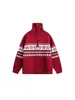 Suéter de punto Fair Isle con media cremallera para hombre y mujer, cuello retro, holgado, relajado, versátil, cuello alto, cárdigan de punto grueso