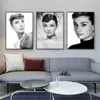 Pintura Decorativa Moderna Nórdica Audrey Hepburn Sala de Modelos Sala de Exposiciones Pintura Colgante en Blanco y Negro Pintura para Porche Belleza Personajes de Sala de Estar