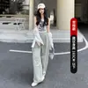 Calça Banana Wide Leg para Mulheres, Novo Modelo Primavera 2026, Calça de Moletom Reta Petite, Calça Esportiva Larga Oversized de Cintura Alta