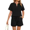 Comercio exterior transfronterizo verano modal cuello redondo manga corta pantalones cortos ropa de casa para mujer, conjunto sexy de moda europeo y americano suelto de dos piezas