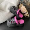 Chinelos de Sola Grossa para Verão Feminino para Uso Externo Retrô Chinelos Romanos de Dedo 7cm Altura Sandálias Eva de Sola Macia com Sensação de Pisada na Lama