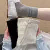 Calcetines retro de estilo coreano con patrón calado para mujer, calcetines de algodón sin costuras, calcetines finos hasta la mitad de la pantorrilla, calcetines transpirables apilables