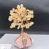 Adorno artesanal de árbol de cristal rosa en bruto, árbol creativo de cristal para decoración de escritorio en casa y oficina, cristal amarillo