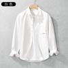 Camisa de manga larga con diseño de herramientas de estilo japonés para hombre, nueva camisa informal holgada y sencilla de algodón puro con bolsillos de otoño.