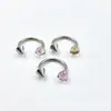 Anillo para la nariz de bola de circón de tres garras con punta cónica de aleación de titanio F136 Barra de herradura de titanio G23 Clavo de nariz de circón en barra C Joyería para perforaciones