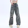 Nuevos Jeans Retro Americanos Vintage Rasgados Desgastados para Hombres y Mujeres Pantalones Rectos de Calle Hip Hop Marca de Moda Ins
