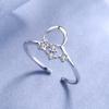 Anillo Geométrico de Plata Esterlina S925 Micro Estrella Luna Estilo Coreano Creativo Distintivo Abierto Ajustable Joyería