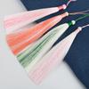 Orejas con borlas de seda de hielo de dos colores de 16 cm, estilo antiguo, Hanfu, Cheongsam, accesorios para el hogar, abanico, instrumento musical, colgante para la oreja