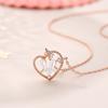 Collar de Plata de Ley Conejo de Amor para Mujer Diseño de Nicho en Plata de Ley Cadena para Clavícula Corazón de Niña Estilo K Colgante con Forma de Corazón de Nácar Tendencia