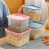 Caja de Almacenamiento de Plástico Transparente Sellada para Refrigerador con Asa, Contenedor de Almacenamiento de Granos para Cocina, Caja de Almacenamiento de Alimentos