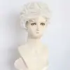 Peruca Cosplay Halloween Modelo Novo Transfronteiriço TEMU Curta Cacheada Cor Off-White Fibra de Alta Temperatura Adereço de Cabeça