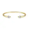 Pulseira Aberta para Exportação no Atacado com Moissanita Gota d'Água, Banhada a Prata S925 com Ouro 18K, Acessório de Joia da Moda para o Dia a Dia