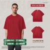 Camisetas Personalizadas do Fabricante 340g Marca da Moda Oversized Cor Sólida Gola Pequena High Street Manga Curta Estampa de Logo Bordado Algodão Pesado