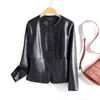 Jaqueta de Couro Curta Haining Estilo Novo 2025 Inspirada na Chanel para Mulheres, Casaco de Couro Casual Simples, Roupa de Exterior Tendência para Mulheres