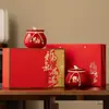 Festival de Mitad de Otoño Jarra de Almacenamiento Cerámica Festiva Caja de Empaque para Té Caja de Regalo Vacía Té Negro Jinjunmei Té de Roca Caja de Regalo para Té