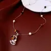 Collar Colgante Redondo con Cuentas de Piedra Ojo de Tigre, Nuevo Estilo Chino, Cadena Sencilla para Suéter, Accesorio de Moda y Versátil