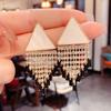 Brincos Geométricos Triangulares Exagerados Retrô Elegantes com Longos Pingentes Grandes para Mulheres Estilo Frio Exagerado de Alto Padrão Brincos Distintivos