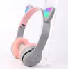 Auriculares Bluetooth P47M con Orejas de Gato Montados en la Cabeza Auriculares de Dibujos Animados para Estudiantes Niños Auriculares Inalámbricos Plegables Insertables en Tarjeta