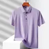 Camisa Polo popular sem costura de seda gelada de alta elasticidade estilo japonês e coreano para homens, camiseta de manga curta de nylon-spandex de secagem rápida para negócios de verão fabricante