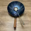 No es necesario curar el wok, el verdadero wok de hierro Dragón se forja con mil golpes de martillo, un wok de hierro tradicional hecho a mano para uso doméstico, un wok clásico para cocinar.